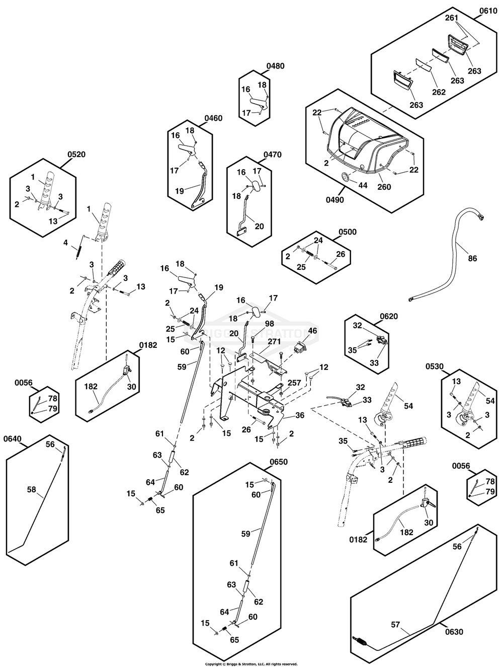Controls Group Diagram and Parts List for 1696833-03 (ELITE1527)(2019) Briggs and Stratton Snow Blower